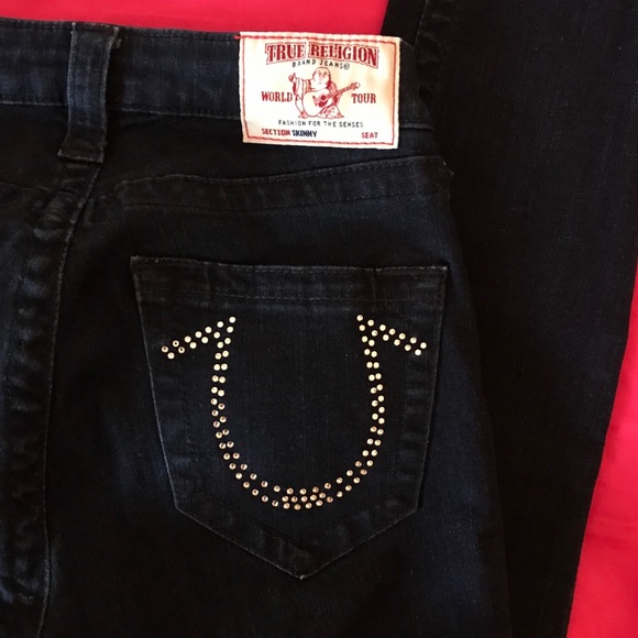 True Religion Dark Denim Swarovski Crystal Jeans - Picture 3 of 6